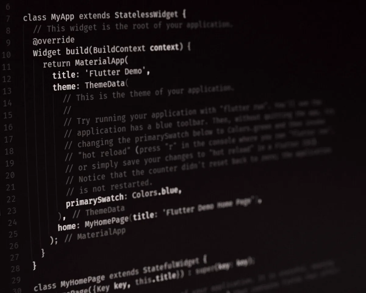Application source code open in an editor